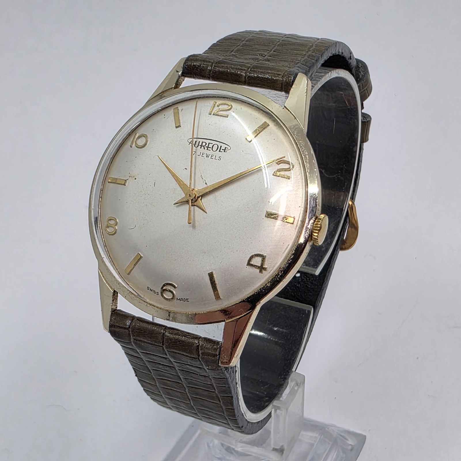 Aureole Swiss 17 Jewels Mens Vintage Manual Wind Watch 36mm