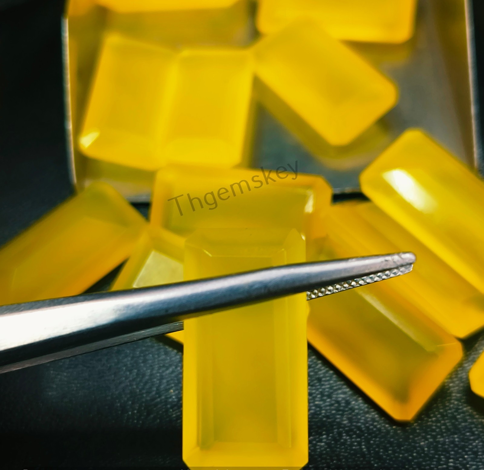 Natural Yellow Chalcedony Faceted Cut Long Octagon Gemstone 6x12mm-15x30mm