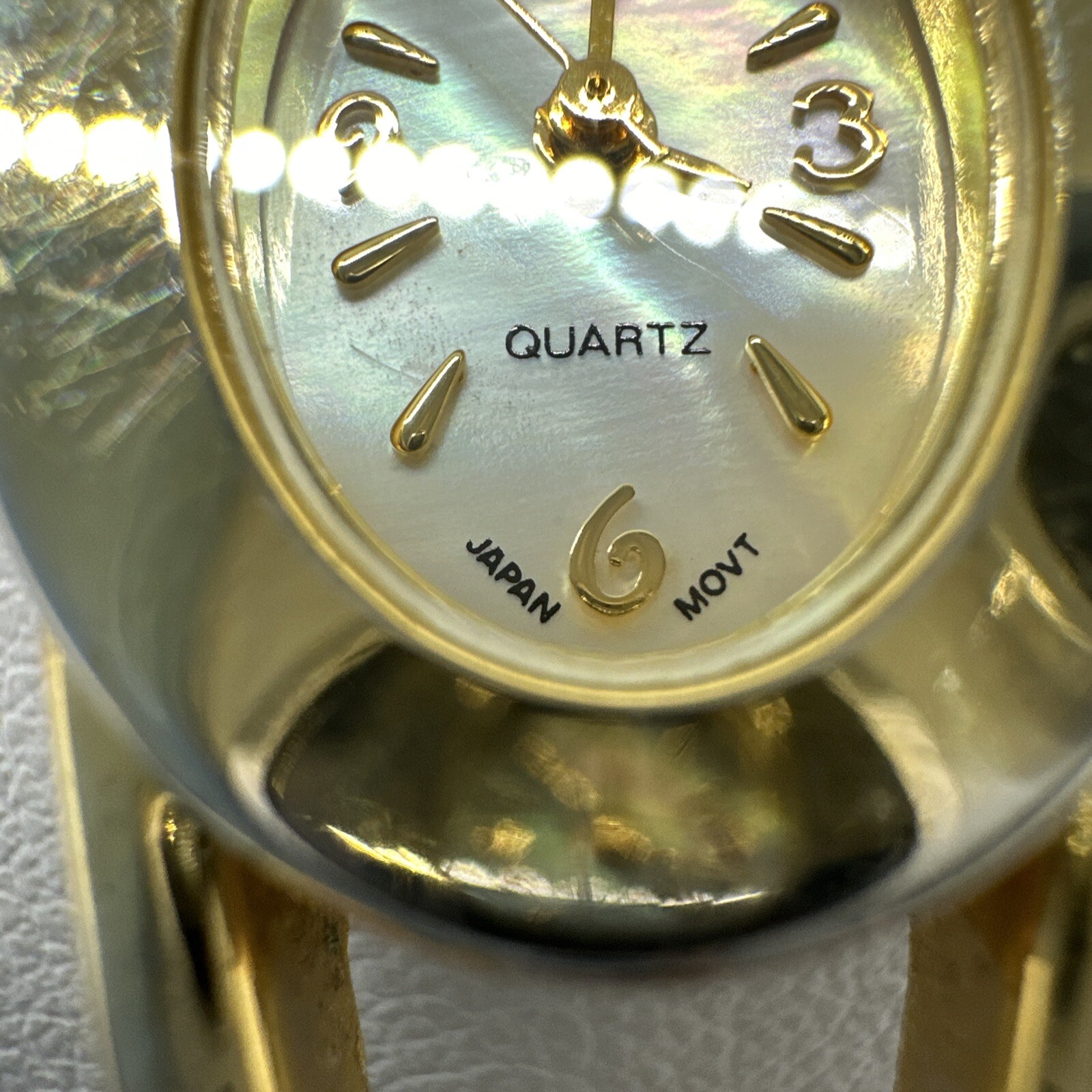 Vintage Ladies Advance Watch Gold Tone Cuff Bracelet 7.25 In, Scratched Dial