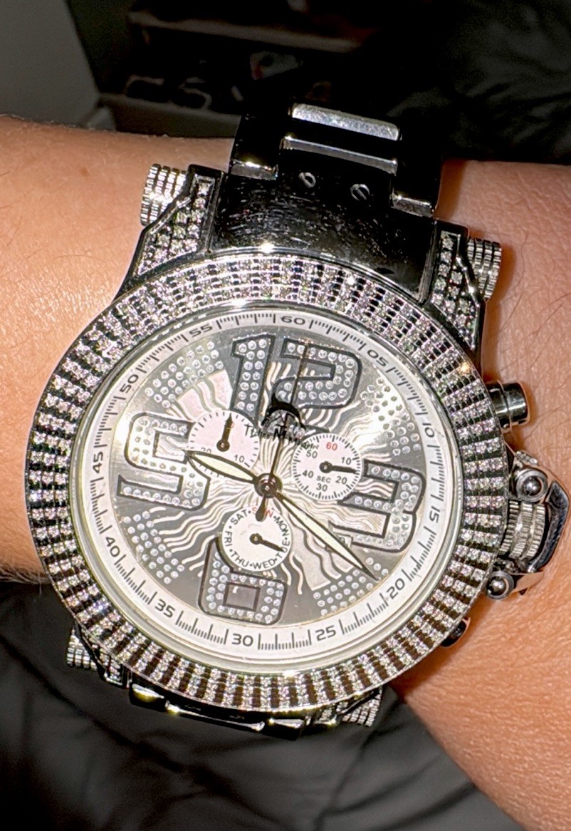Mens Techno Master Diamond Watch 3 Rows Oversized 50mm Joe Rodeo Jojo Don Benny