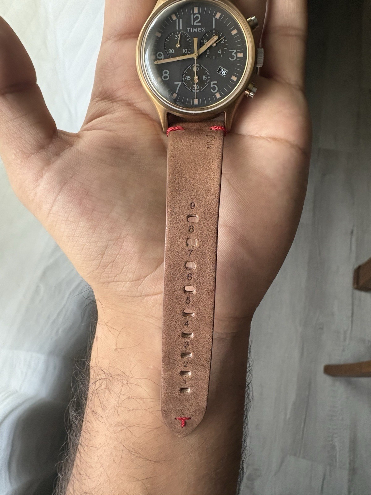 NEW Timex MK1 Rose Gold Steel Chronograph Leather Strap Watch TW2R96300