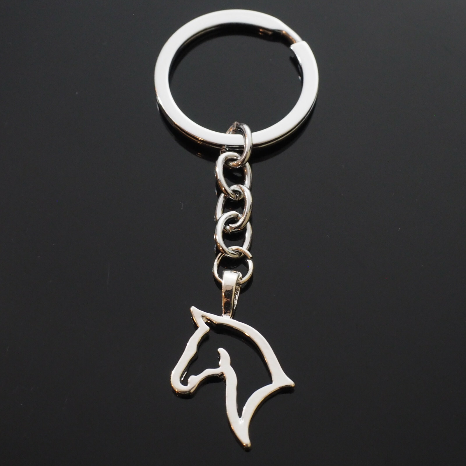 Beautiful Horse Head Hollow Outline Charm Pendant Keychain Lover / Rider Gift