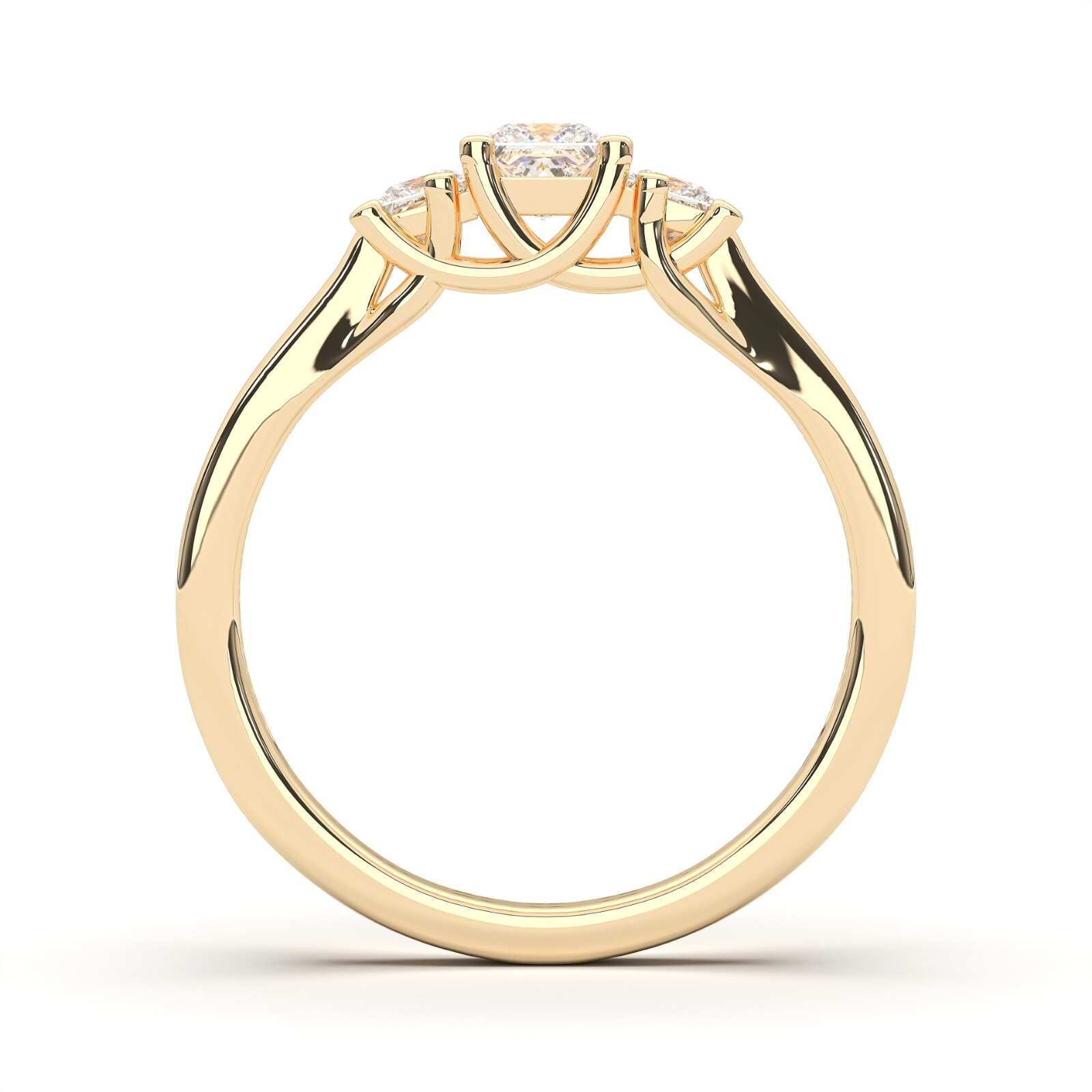 0.60Ct Princess Cut Moissanite 3 Stone Engagement Ring in 10K Gold for Women