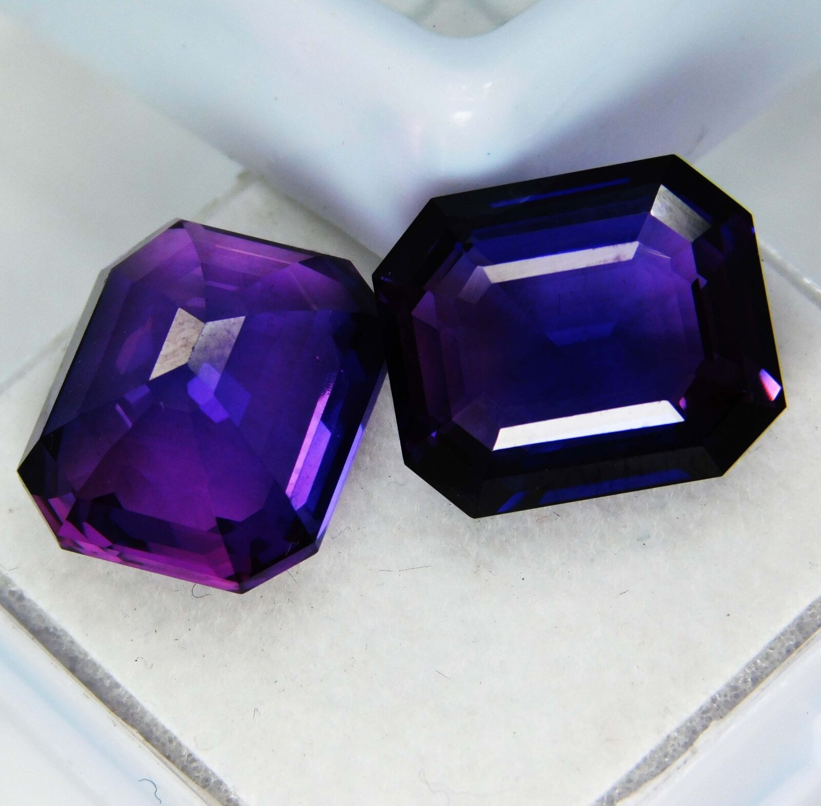 21.25 Ct NATURAL EMERALD Cut Purple TANZANITE Stone CERTIFIED Gemstone Pair