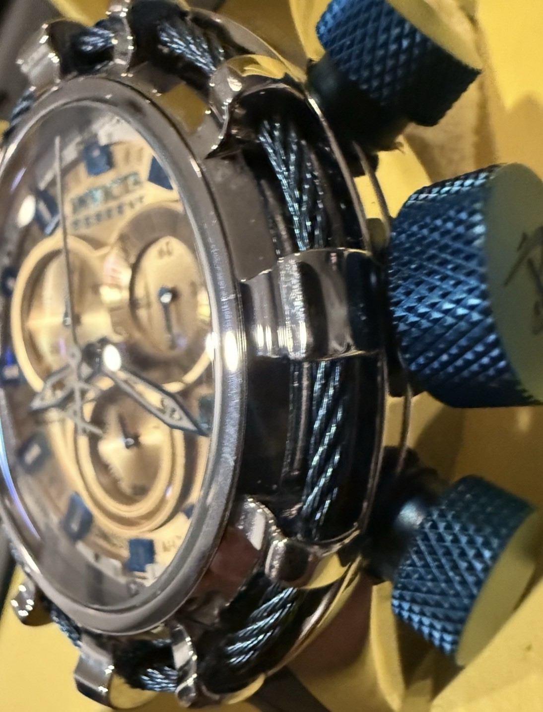 Invicta Reserve Bolt Sport Blue Gold Silver Black Chronograph Men’s Watch