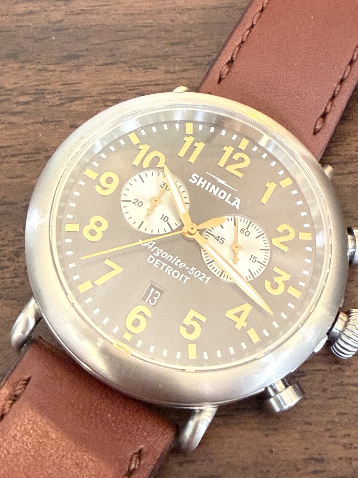 Shinola Titanium Argonite 5021 Quartz Chronograph -Box, Papers, Sleeve
