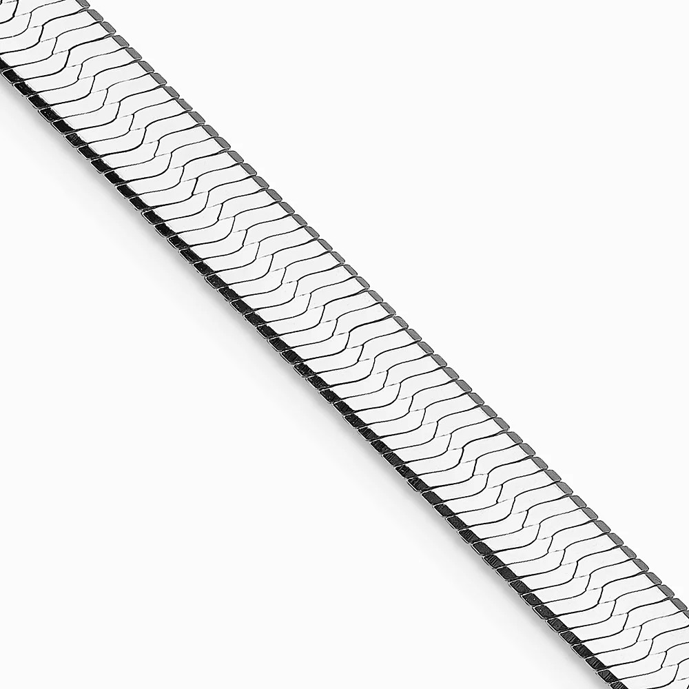 Sterling Silver Rhodium-Plated 7.3mm Magic Herringbone Chain Necklace 16″-24″