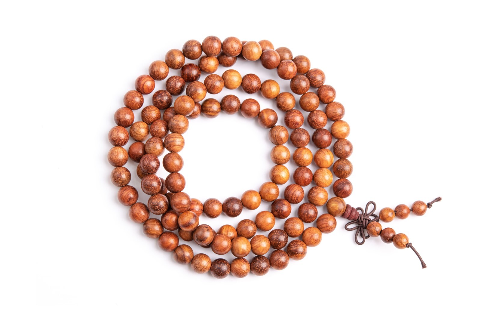 8MM 108 Pcs Fragrant Burmese Rosewood Mala Beads Natural Wood Round Beads 35″