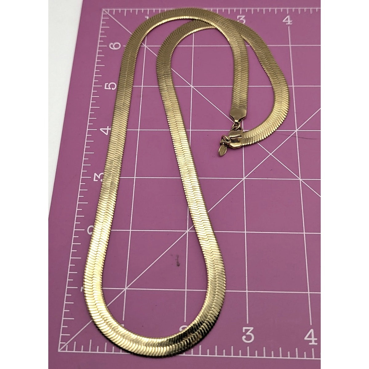 MONET Herringbone Necklace Womens Gold Tone Flat Snake Chain 18in