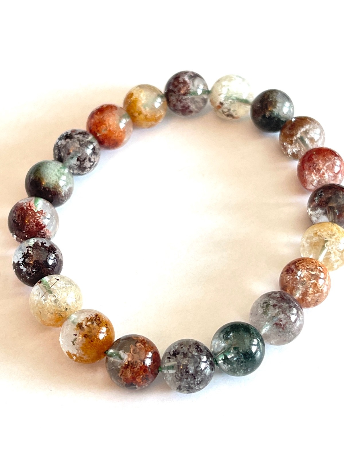 Flower Garden Quartz Bead Bracelet Top Quality Lodolite Crystal Gemstone