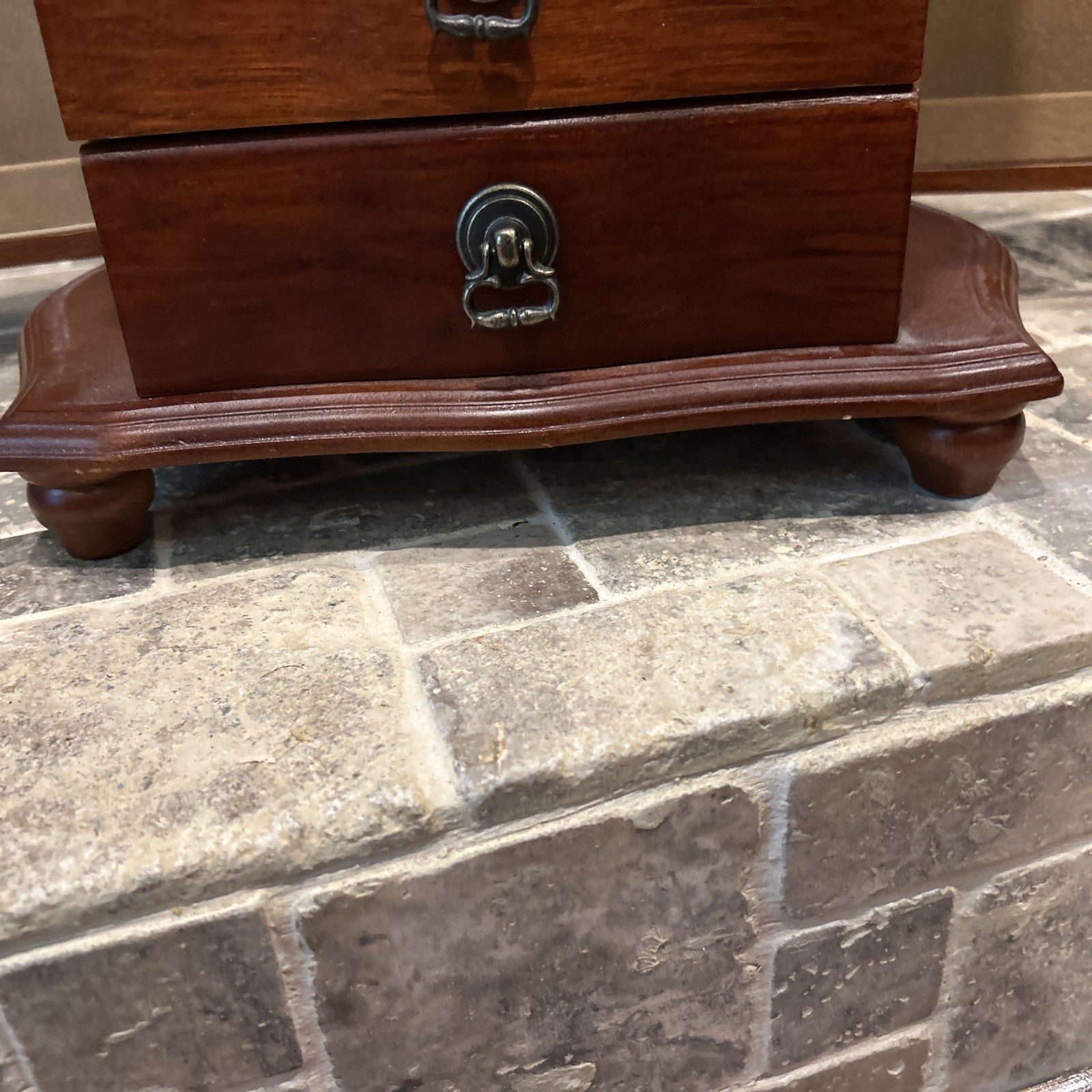 Vintage Solid Wood Jewelry Cabinet – Table Top Armoire 14”x13”x7”