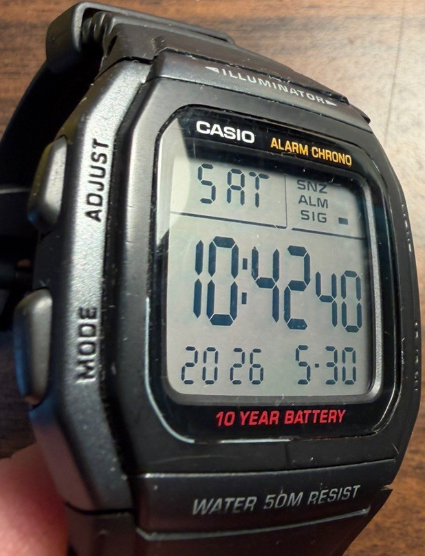 Casio Watch 3239 W-96h Illuminator Digital Black Band Chrono Dual Time Alarm