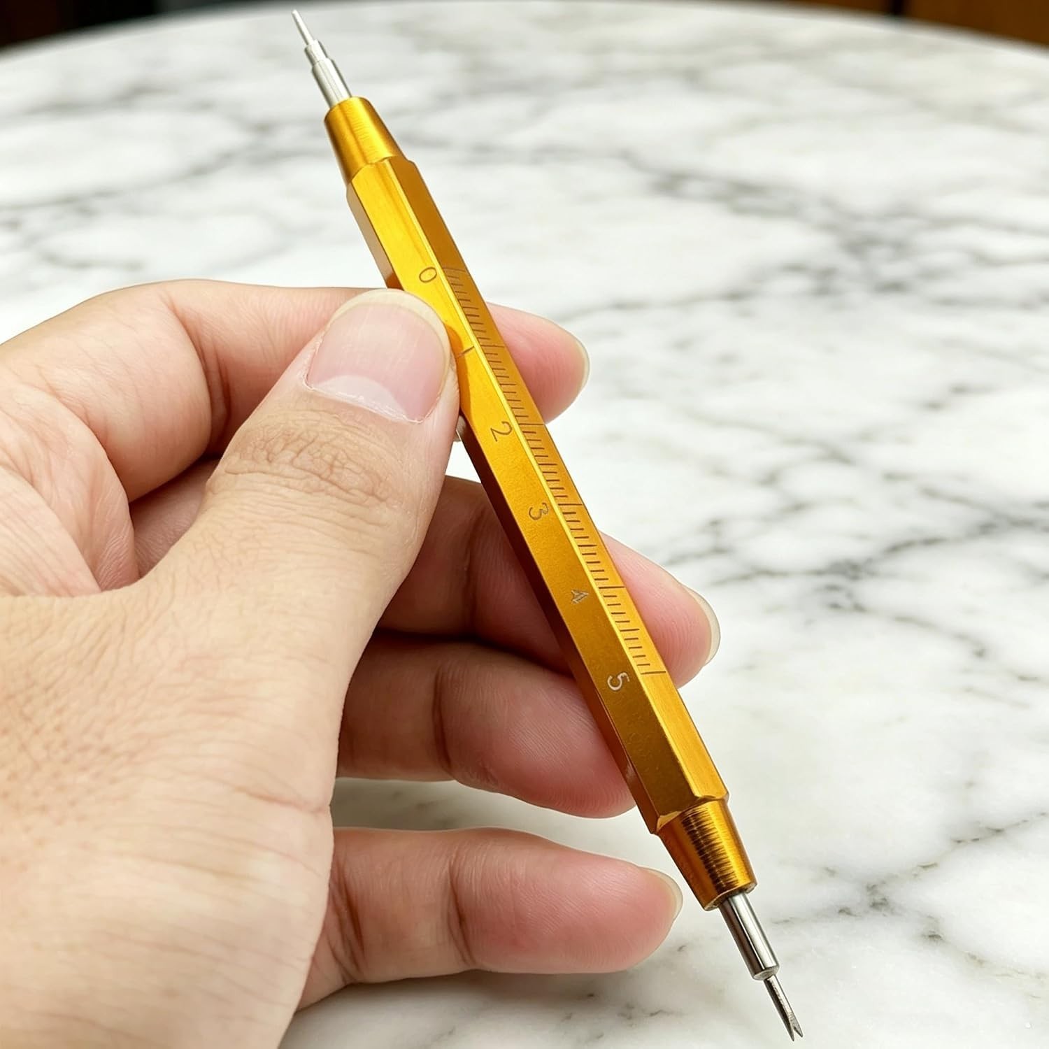 Compact Watch Band Tool Kit with Integrated Ruler & Backup Forks – Gold Accent