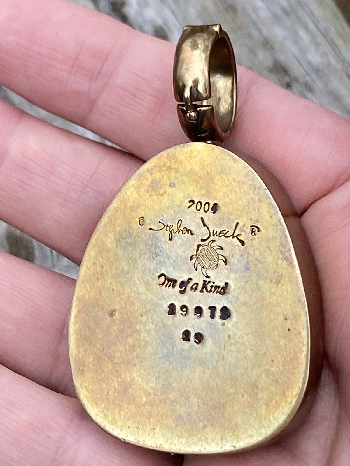 Large Stephen Dweck OOAK One-of-a-Kind bronze Opal pendant with Adam Beetle