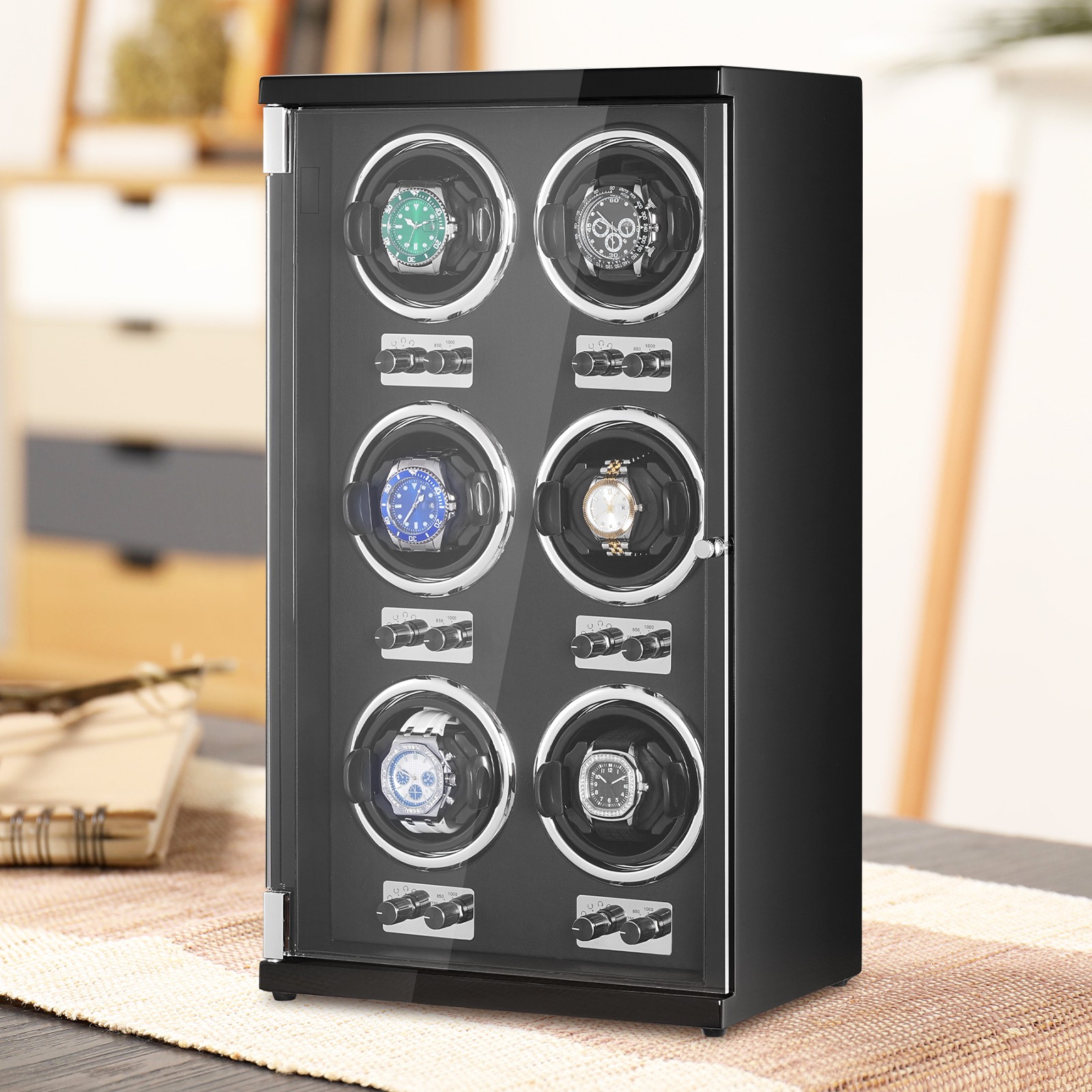 VEVOR Watch Winder for 6 Automatic Watches with 6 Quiet Japanese Mabuchi Motors
