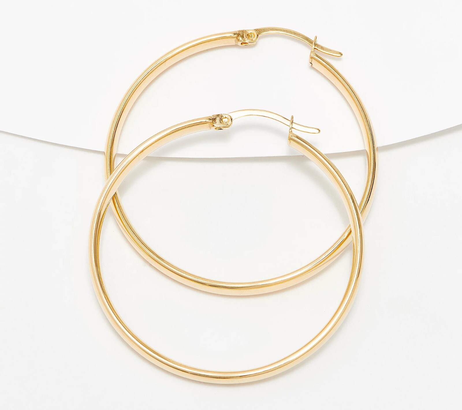 1.5″ Medium Plain Band Style Hoop Earrings REAL 14K Yellow Gold 3mm X 40mm QVC