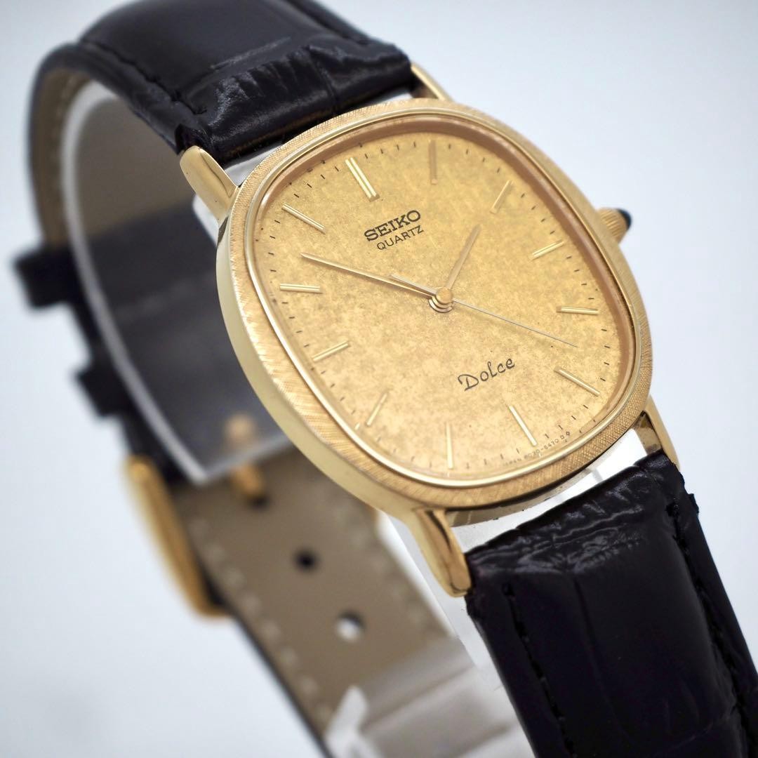 13 Operational SEIKO Watch DOLCE Gold Oval Men’s 1981