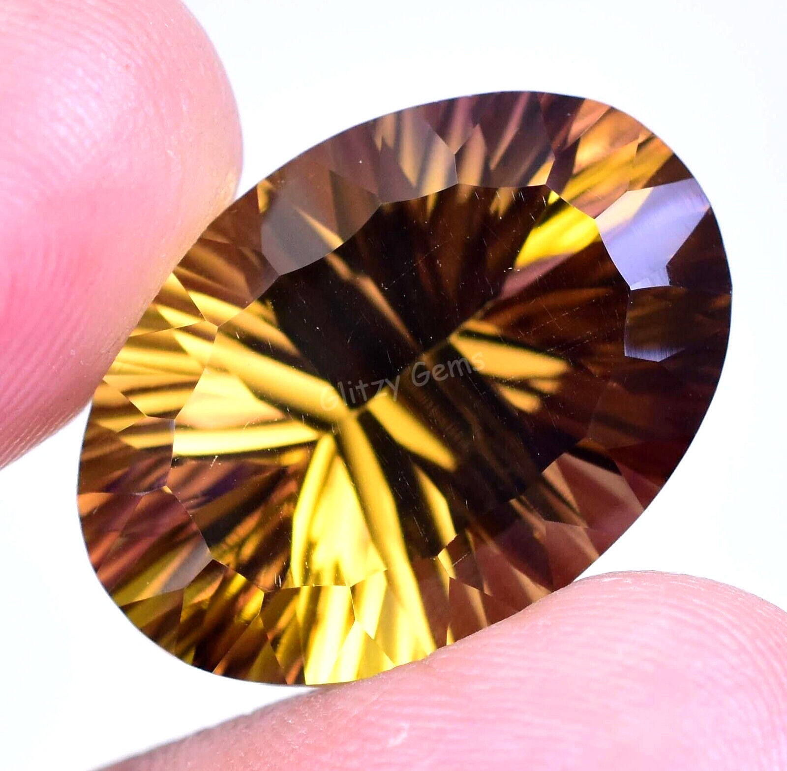 Natural Flawless Bi-Color Ametrine 20.60 Ct Oval Certified Gemstone From Bolivia