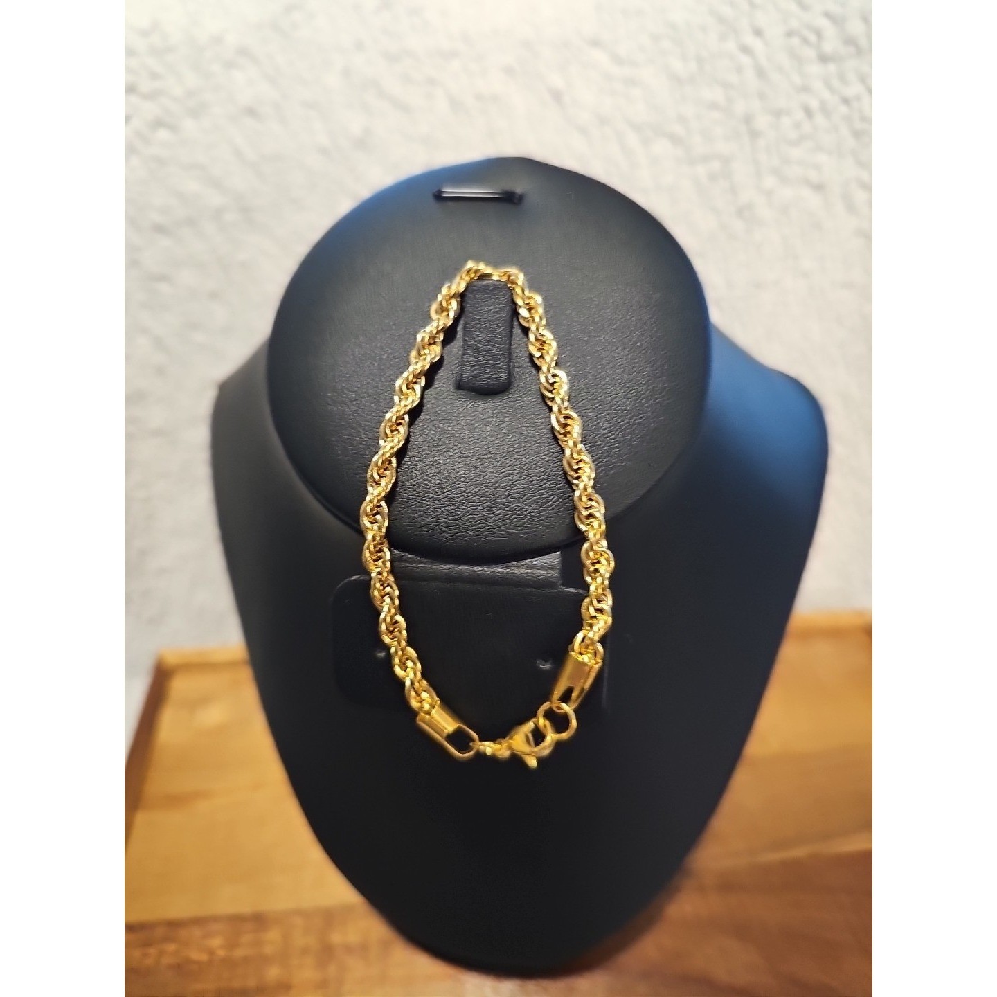 4.7 mm Woman Man Gold Plated Stainless Steel Rope Chain Bracelet Bangle 8”