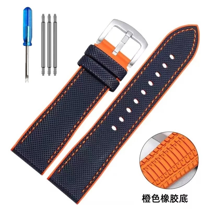 20/22mm Universal Watch Band Nylon Silicone Rubber Watch Strap