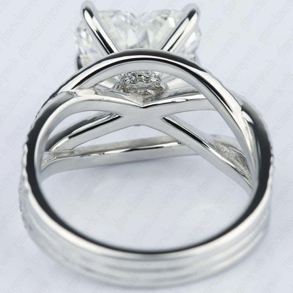2.56 TCW Heart Cut Moissanite Criss Cross Engagement Ring 14k White Gold Plated