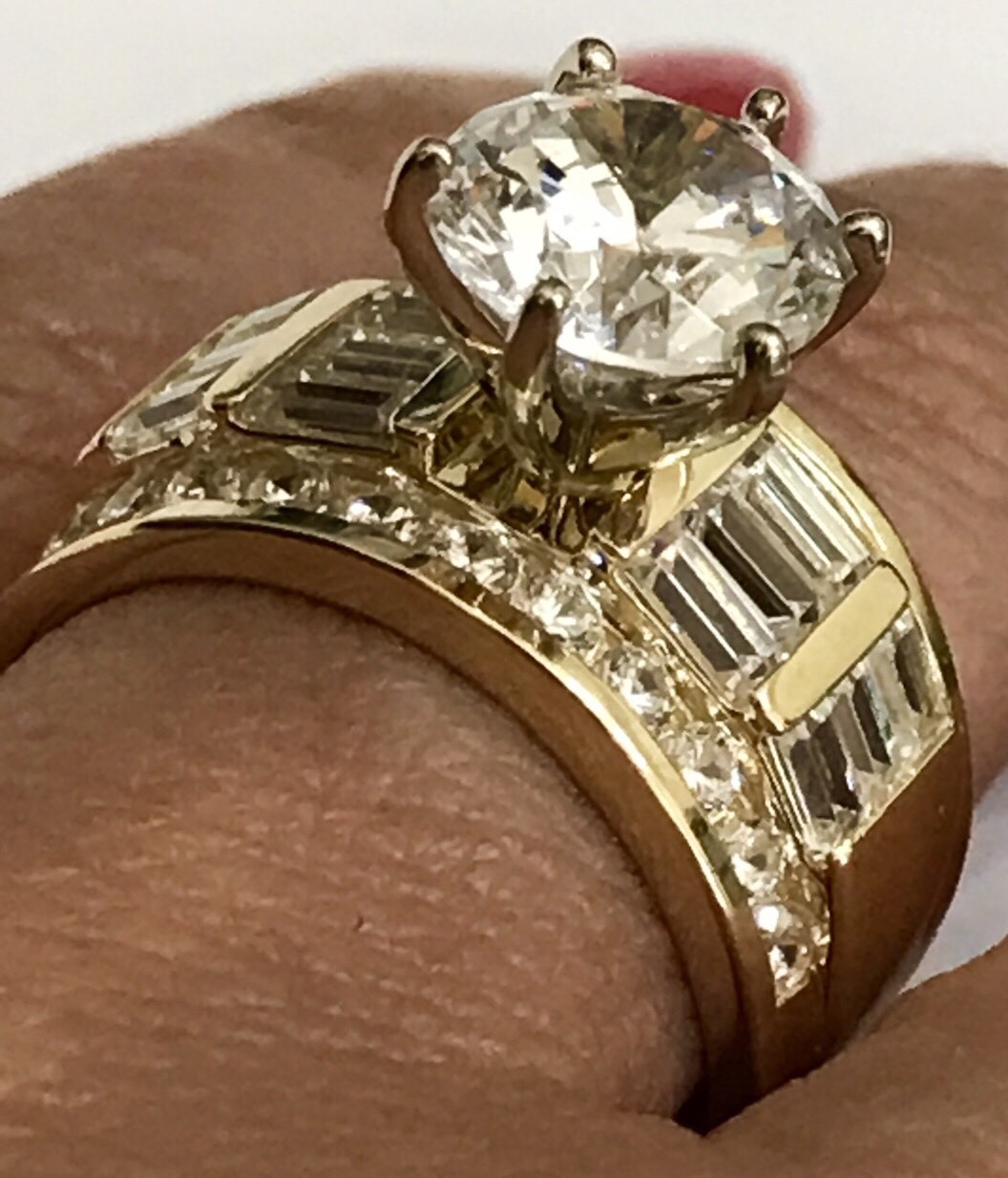 Sale GOLd Ring 14k YELLOW solid engagement Round wide thick carat size 5 ASK 4 6