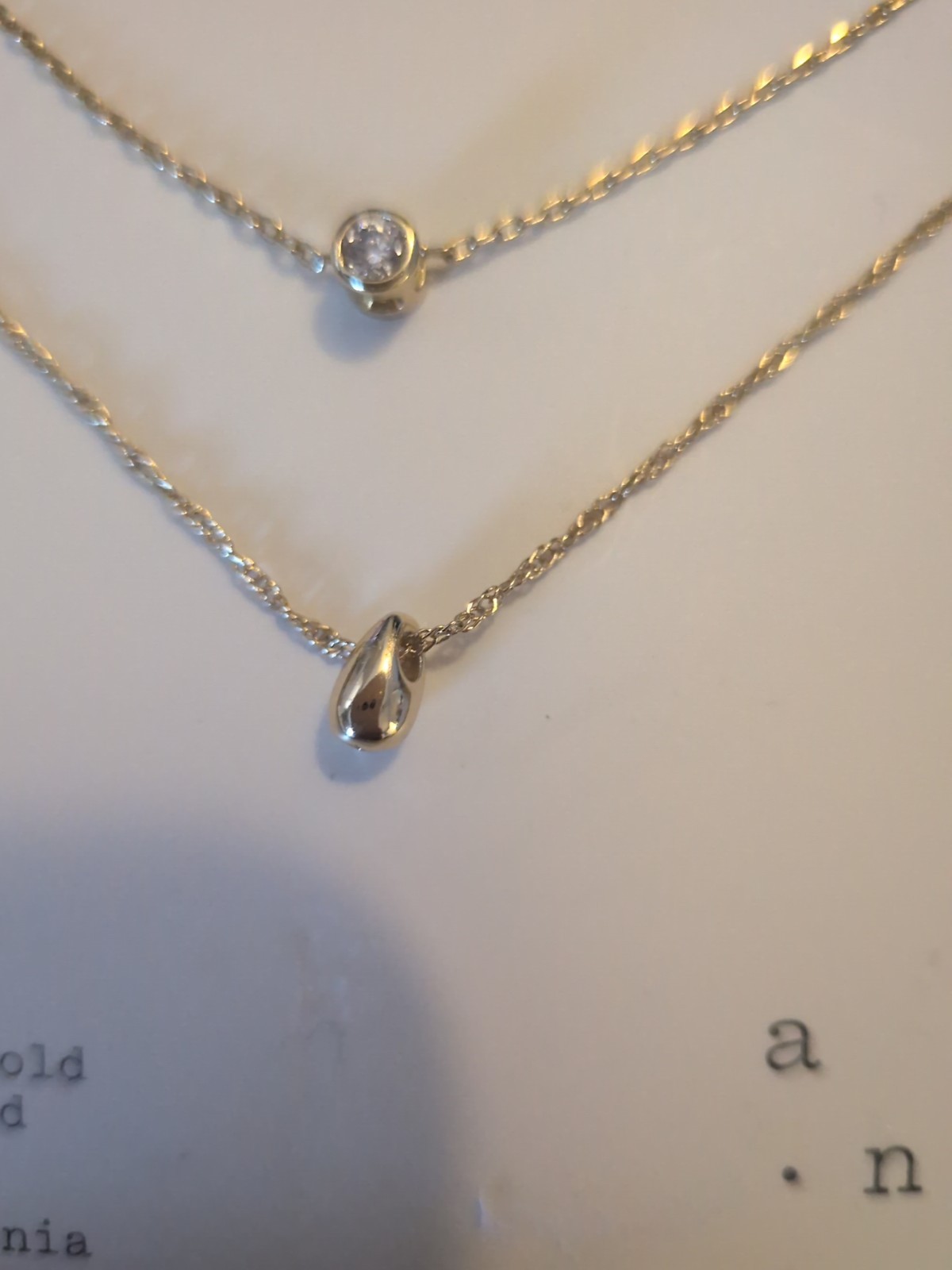 A New Day 14k Gold Plated 2 Piece layering set W CZ Box Torn Edges NEW ITEM