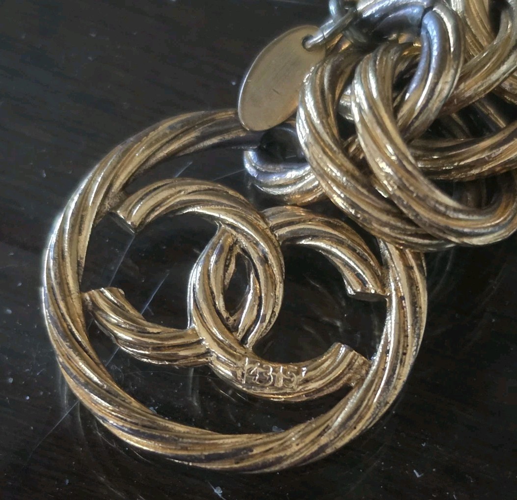 VTG CHANEL double twisted link logo bracelet LAGERFELD SPRING 93 AUTHENTICATED
