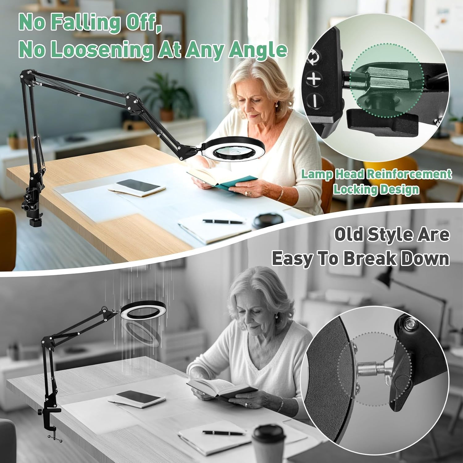 12X 30X Magnifying Glass with Light with Clamp, 35In Extended Arm | Overhead But