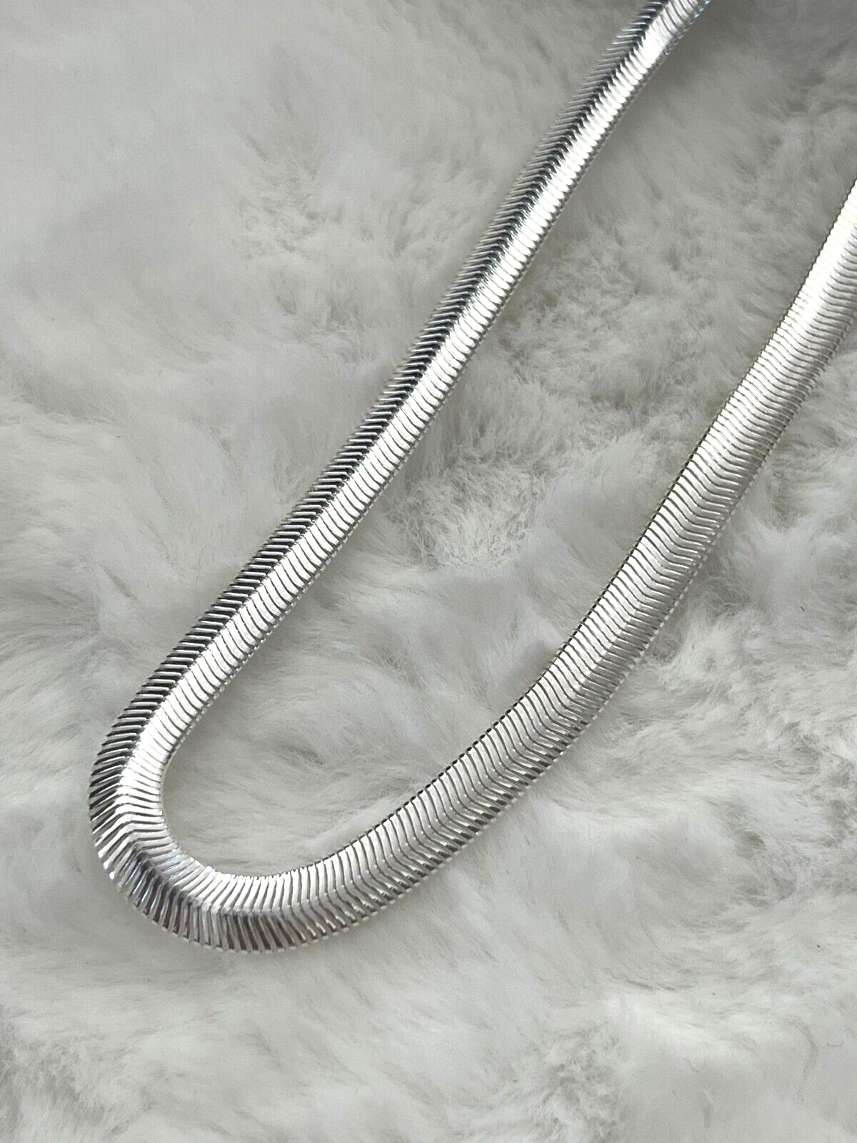 Elegant 925 Silver Plated Flat Snake Chain 6mm Wide 20″ Long Fast Free Shipping!