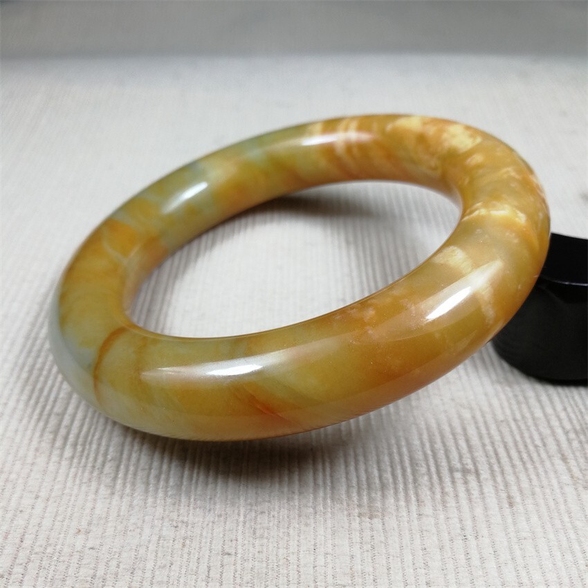 61MM China Ancient Red Green NATURAL HETIAN Jadeite Jade Bracelet Bangle