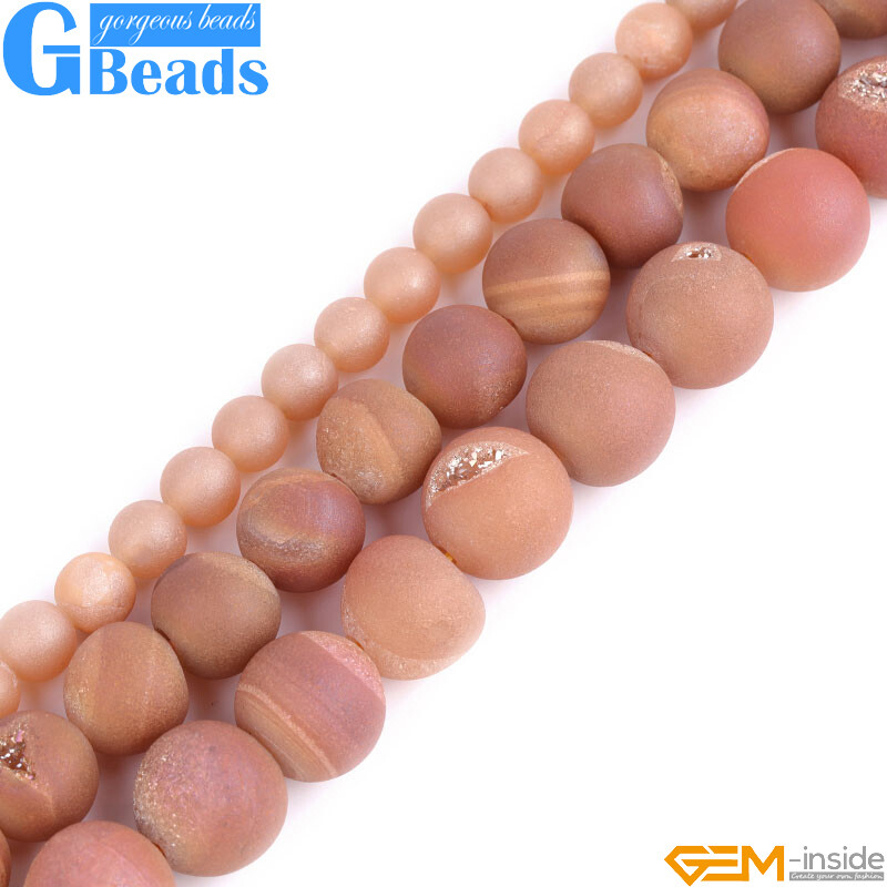 Metallic Titanium Coated Drusy Druzy Quartz Agate Round Beads Free Shipping 15″