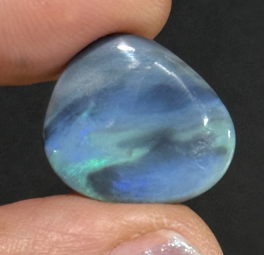 9.05ct 18.8×16.7×3.9mm Solid Picture Australian Black Opal Cabochon Loose Gem