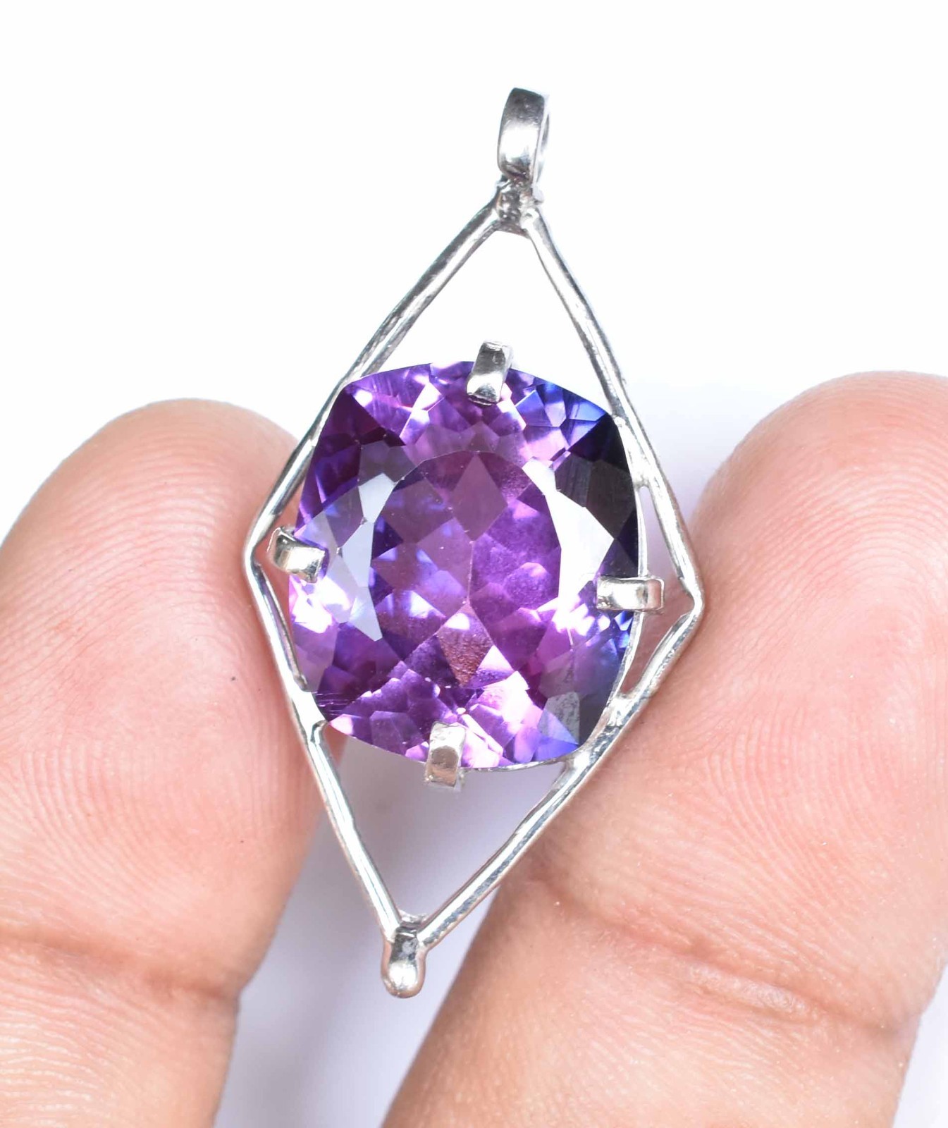 22.95 Ct Natural Boysenberry Sapphire 925 Sterling Silver Pendant AGL Certified