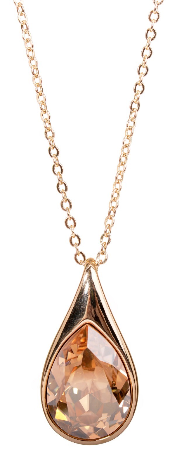 Crystals From Swarovski Teardrop Pendant Necklace Gold Plated Authentic 7335z
