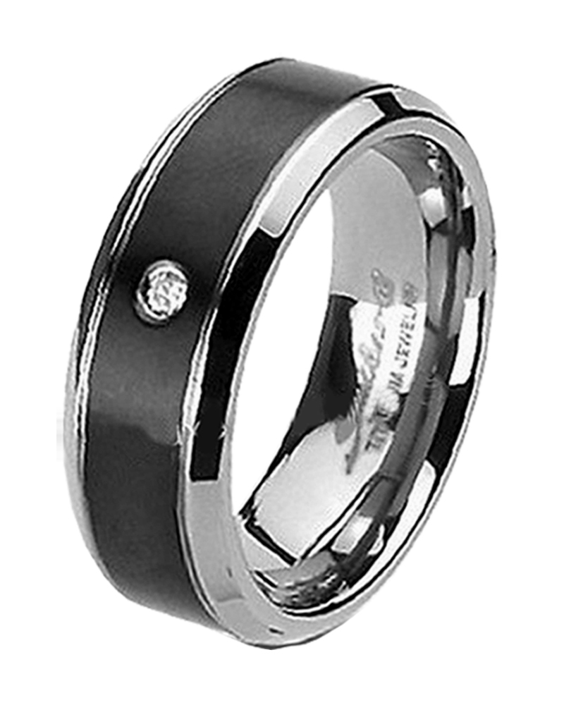 Mens 8mm Black Solid Titanium Anniversary Gifts Wedding Ring Band