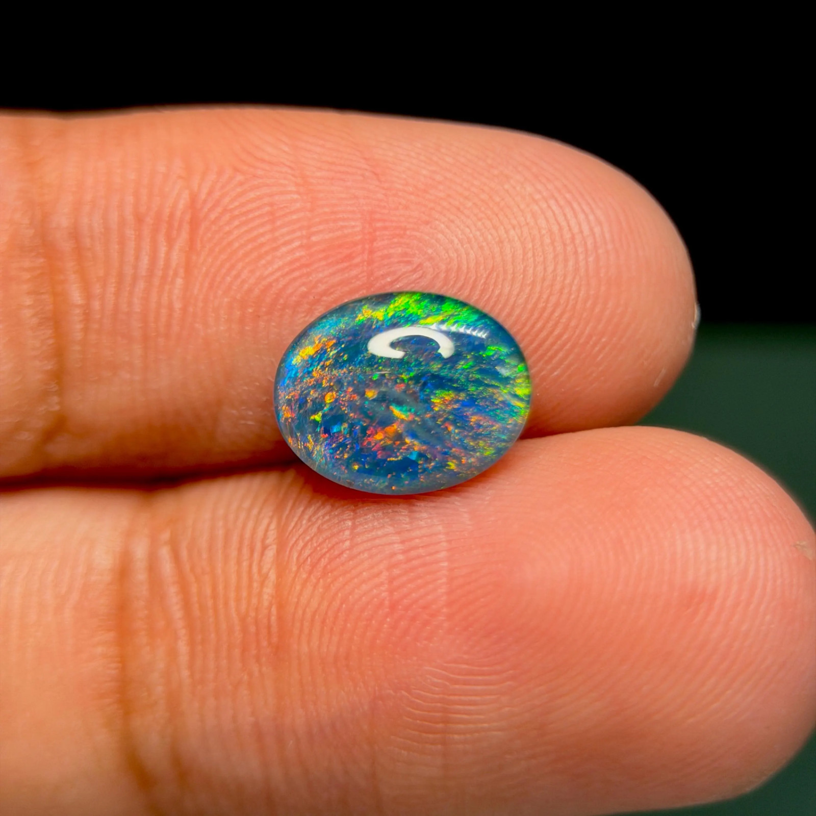 AAA+ Australian Triplet Fire Opal, Electric Blue Green Flash Cabochon For Ring