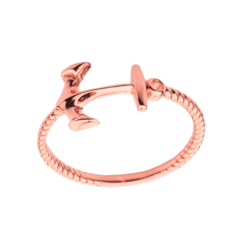 Dainty Sideways Anchor Rope Ring in Gold (Available in Yellow/Rose/White Gold)