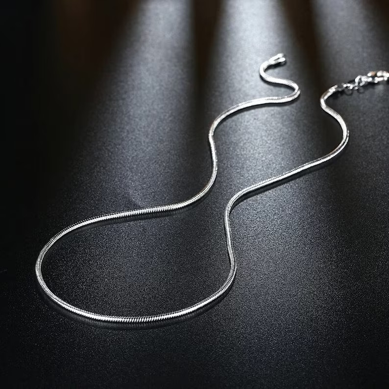 925 Sterling silver 1mm Snake Chain Lobster Lock Closure 18” long
