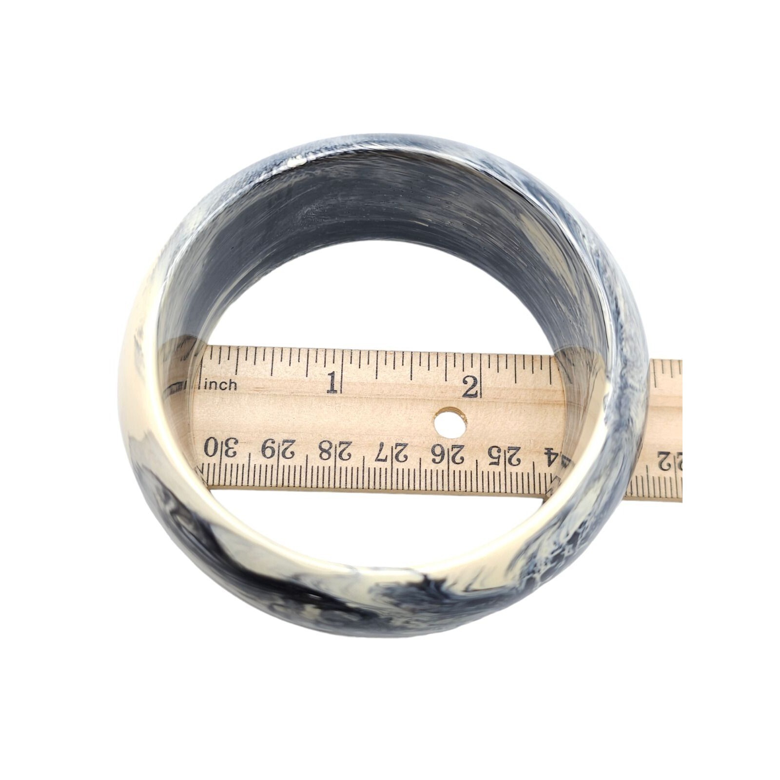Marble Gray White Black Acrylic Wide Bangle Bracelet Vintage BoHo