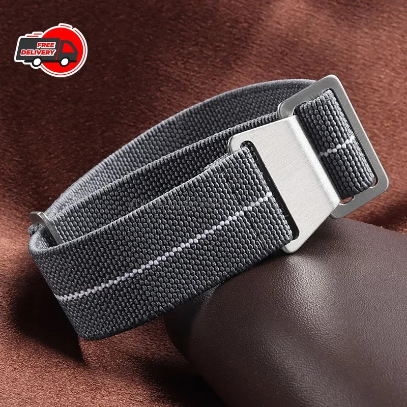 18/20/22mm Elastic Nylon Watch Band French Military Style Sport Strap Men Women