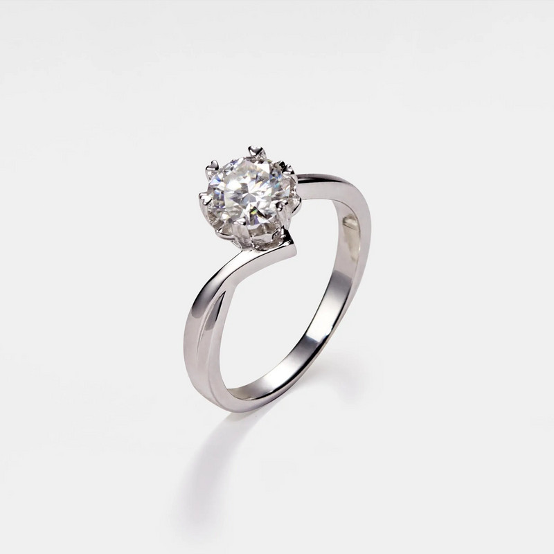Moissanite Snowflake Engagement Ring in 925 Sterling Silver