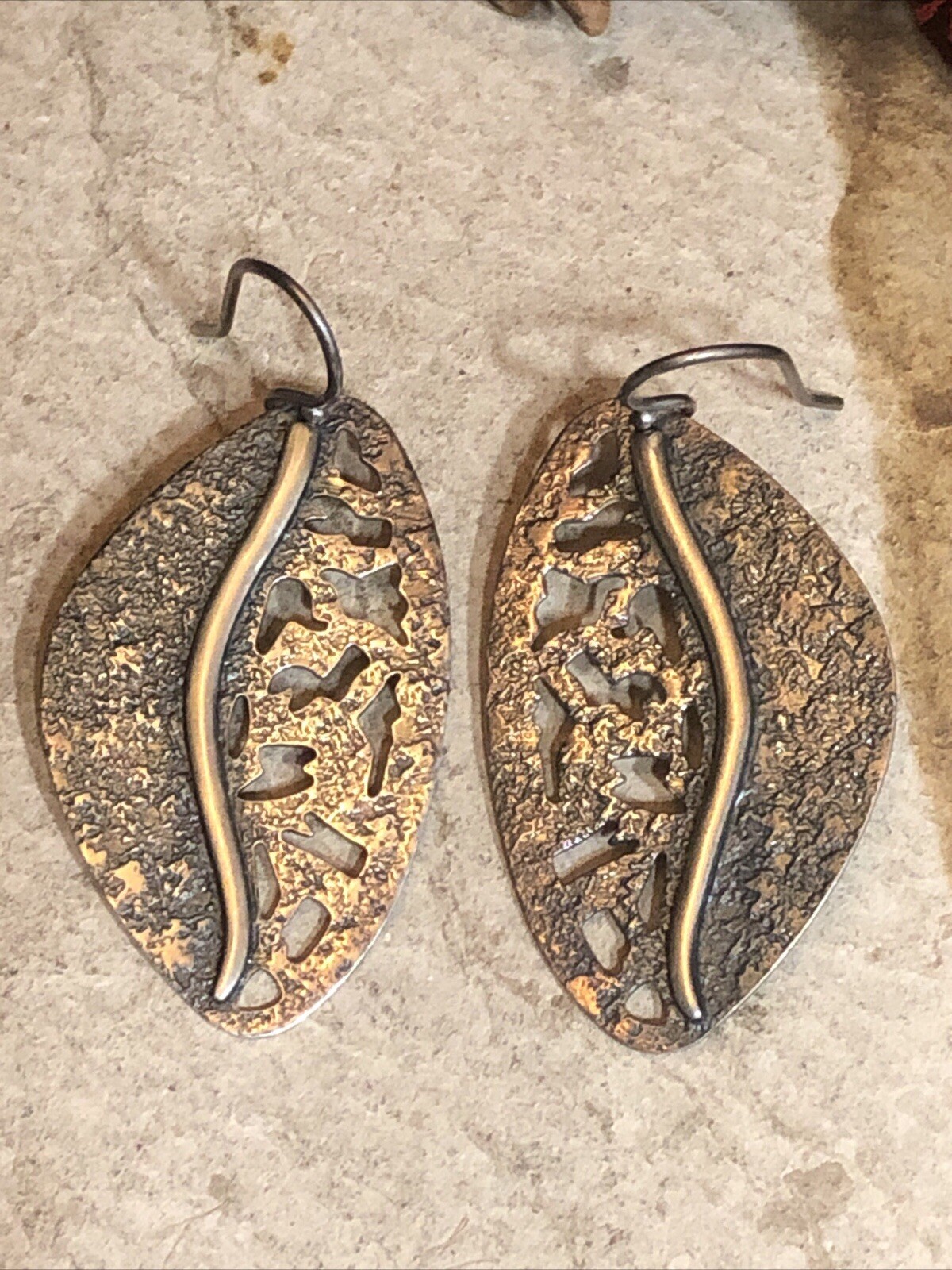 30. SILPADA Sterling 925 Brushed Textured Cut Out Leaf Hook Earrings 8.5g, 48mm
