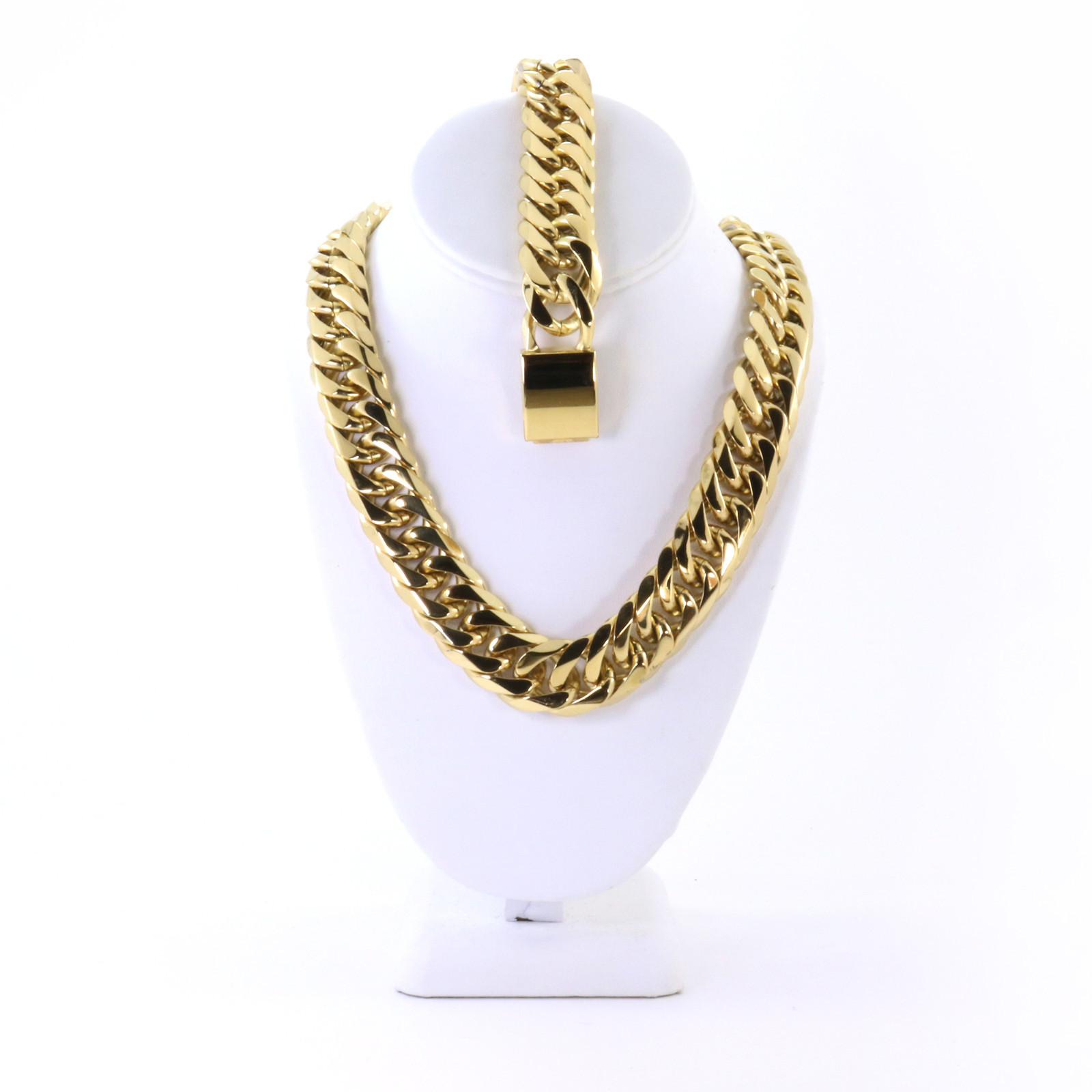 ANTI-TARNISH SOLID 14K GOLD FINISH 21mm THICK MIAMI CUBAN CHAIN BRACELET 20”