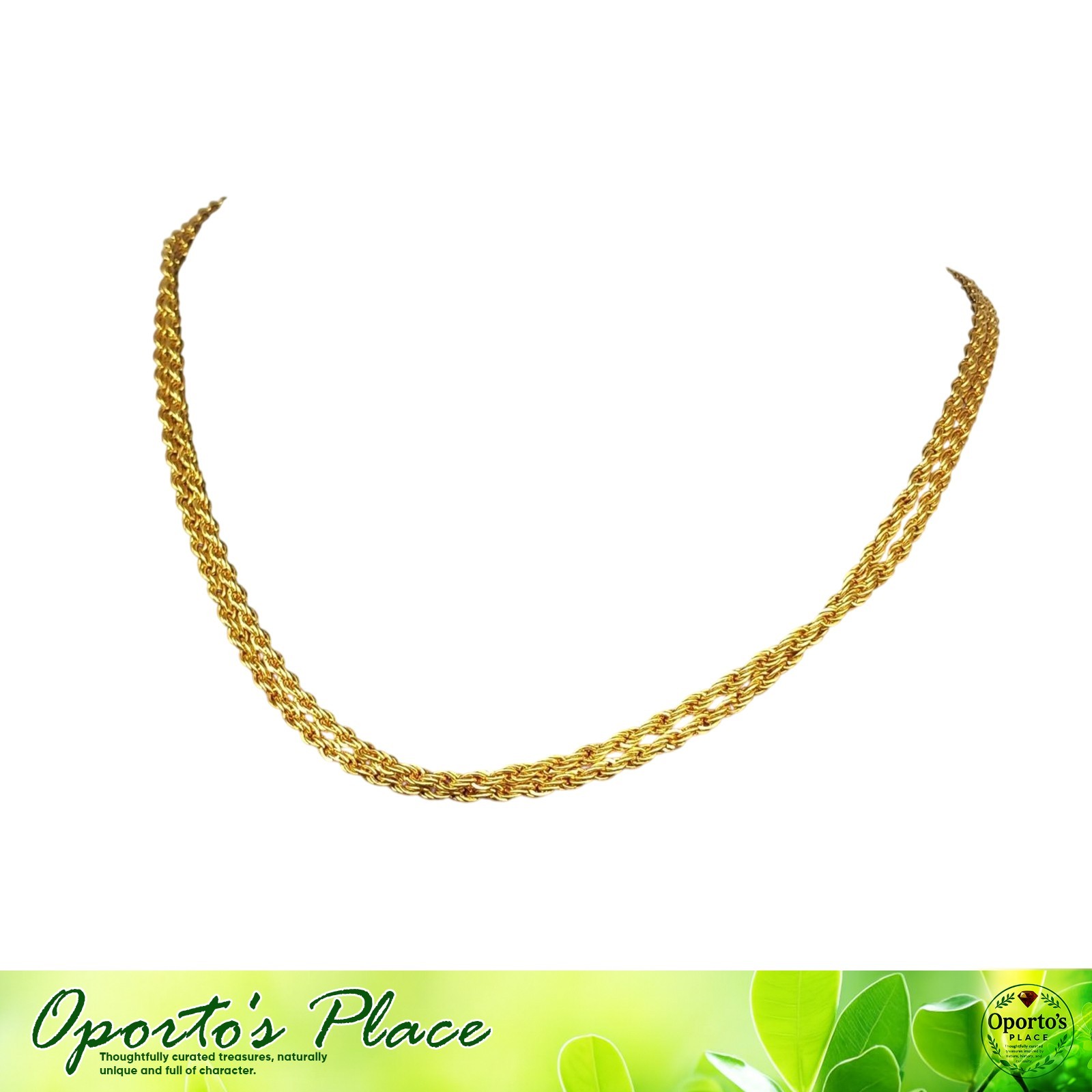 Vintage Rope Chain Goldtone Korean Choker Lot Of Two 18 Inches