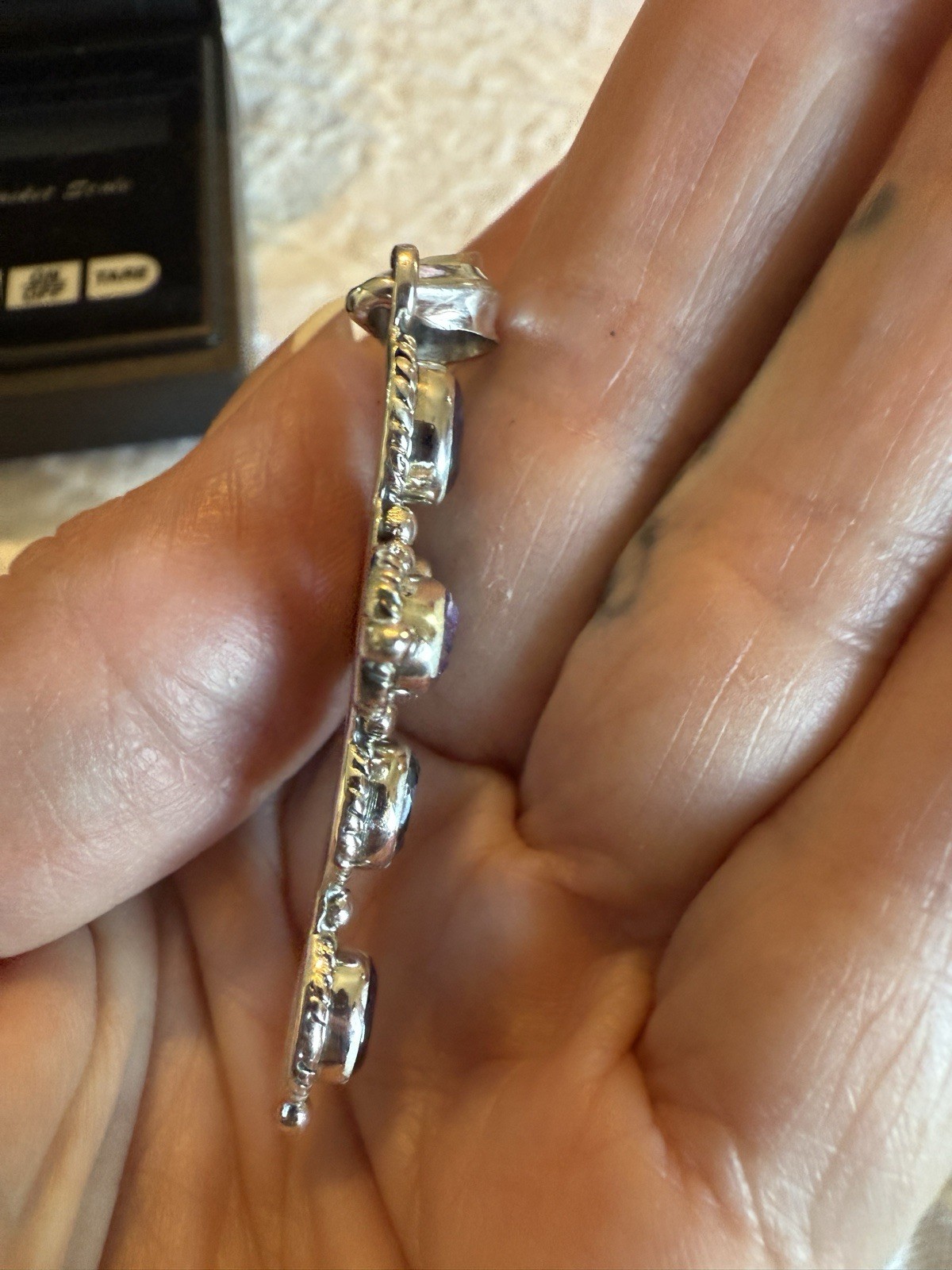 Amethyst Cross Pendant 6.50ct Sterling Silver 2 x 1.25 Inches