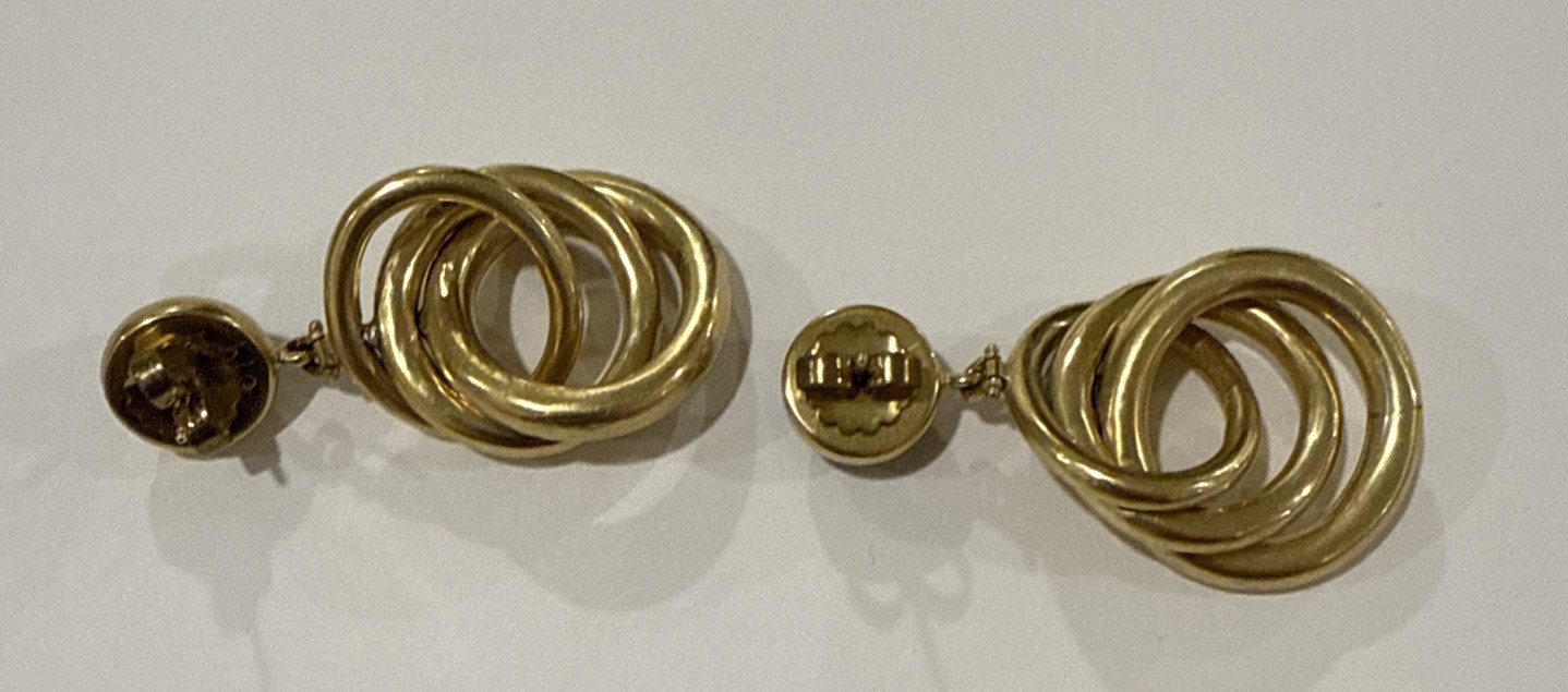 Vintage Signed Steve Vaubel Gold Plated Earrings W/Emerald – Estate Jewelry