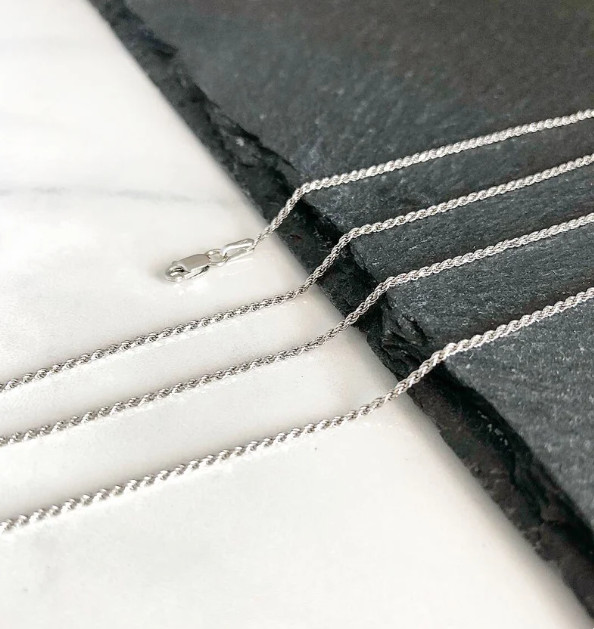 14k White Gold 7″ Solid Diamond Cut Rope Chain Bracelet 2.25mm 2.3 Grams