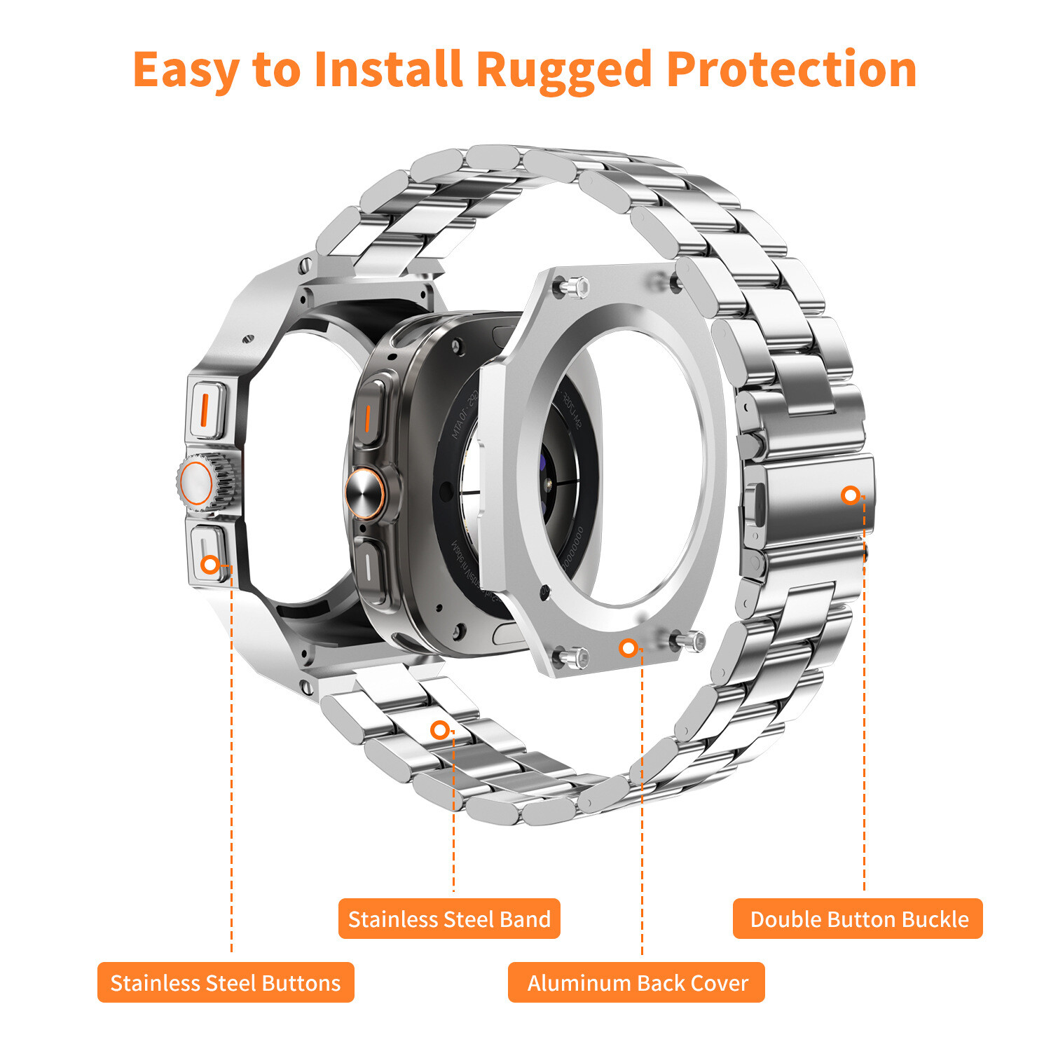 Metal Bezel Mod Kit Case Band for Samsung Galaxy Watch Ultra 47mm Steel Strap