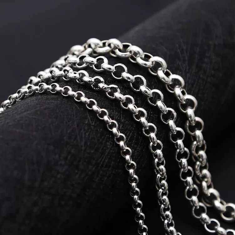 Pure 999 Fine Silver Necklace Men Women 3mm-8mm Cable Rolo Link Chain 18-30in